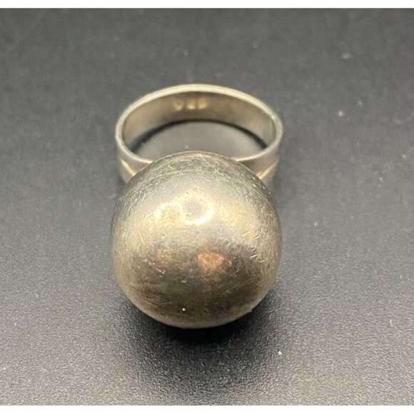 Vintage Chime Orb Ring Sterling Silver 925 Ball Size 4.5 Modernist Harmony - Picture 1 of 10